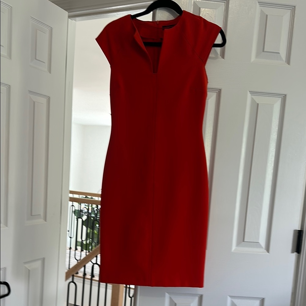 Zara Red Sheath Mini Dress V-Neck Cap Sleeve